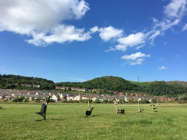 Outdoor gym at the Red Pond amenity area - sweat free play for teens and adults!