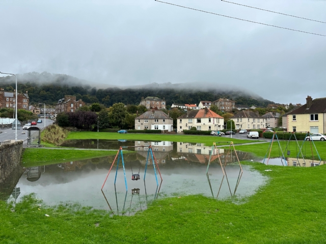 Flooding in play park Dick Crescent
