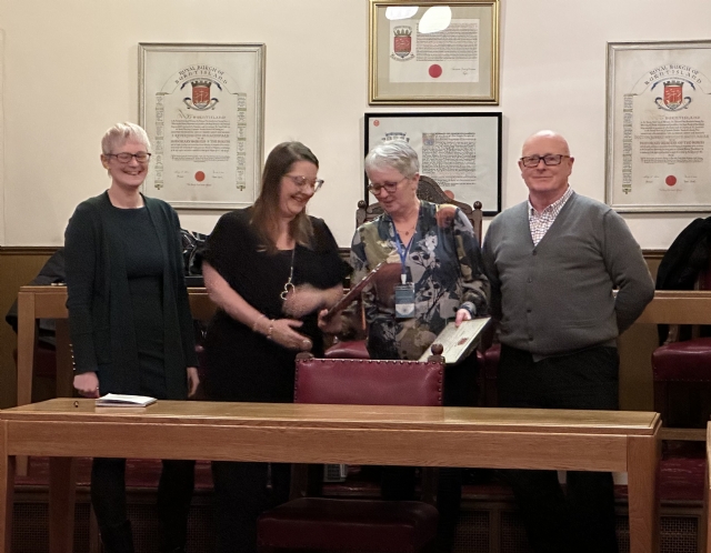 Community Awards 2025: Gemma and Jim present to volunteers of Burntisland & Kinghorn Foodbank (Group Award) Community Awards 2025: Gemma and Jim present to volunteers of Burntisland & Kinghorn Foodbank (Group Award)